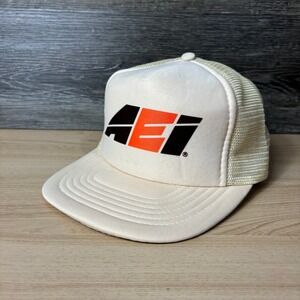 Vintage AEI Hat Cap Snapback Brown Tan  Trucker One Size Adjustable